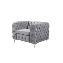 Load image into Gallery viewer, Luxurious Tufted Grey Velvet Armchair-Furniture-The White Mall
