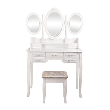 Load image into Gallery viewer, Luxurious High Quality White Feminine Dressing Table with Multiple Mirrors &amp; Stool-Dressing Table-The White Mall
