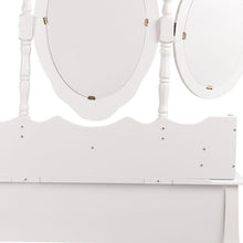 Load image into Gallery viewer, Luxurious High Quality White Feminine Dressing Table with Multiple Mirrors &amp; Stool-Dressing Table-The White Mall
