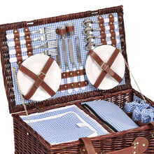 Load image into Gallery viewer, Luxury 4 Person Picnic Basket Set Includes Insulated Bag, Outdoor Blanket, Whicker Basket, Cutlery, Wine Glasses, Napkins &amp; More-The White Mall-The White Mall
