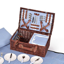 Load image into Gallery viewer, Luxury 4 Person Picnic Basket Set Includes Insulated Bag, Outdoor Blanket, Whicker Basket, Cutlery, Wine Glasses, Napkins &amp; More-The White Mall-The White Mall
