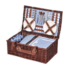 Load image into Gallery viewer, Luxury 4 Person Picnic Basket Set Includes Insulated Bag, Outdoor Blanket, Whicker Basket, Cutlery, Wine Glasses, Napkins &amp; More-The White Mall-The White Mall
