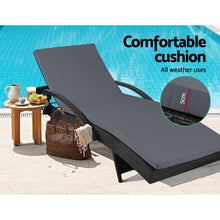 Load image into Gallery viewer, Luxury Gardeon Set of 2 Outdoor Sun Lounge Bed Chairs - Black-Furniture-The White Mall
