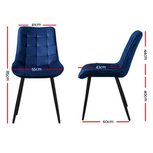 Load image into Gallery viewer, Artiss Set of 2 Toula Dining Chairs Kitchen Chairs Velvet Upholstered Blue
