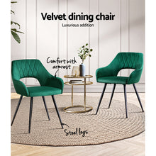 Load image into Gallery viewer, Artiss Set of 2 Caitlee Dining Chairs Kitchen Chairs Velvet Upholstered Green
