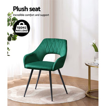 Load image into Gallery viewer, Artiss Set of 2 Caitlee Dining Chairs Kitchen Chairs Velvet Upholstered Green
