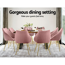 Load image into Gallery viewer, Artiss Set of 2 Valisa Dining Chairs Kitchen Chairs Upholstered Velvet Pink
