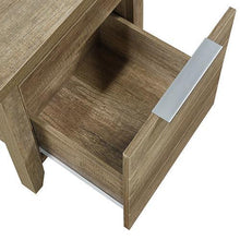 Load image into Gallery viewer, Open drawers of this sleek, oak bedside table.
