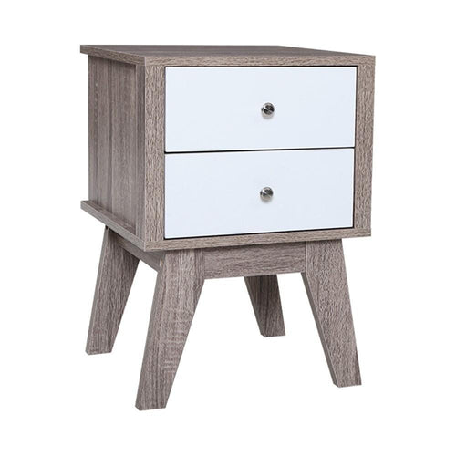 Artiss nordic wood & white bedside table.