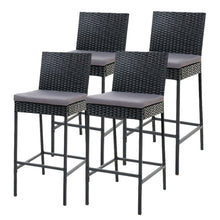 Load image into Gallery viewer, Gardeon Set of 4 Outdoor Bar Stools Wicker Black
