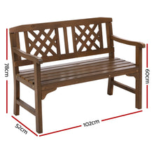 Load image into Gallery viewer, Gardeon Wooden Garden Bench 2 Seat Patio Furniture Timber Outdoor Lounge Chair Natural
