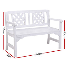 Load image into Gallery viewer, Gardeon Wooden Garden Bench 2 Seat Patio Furniture Timber Outdoor Lounge Chair White
