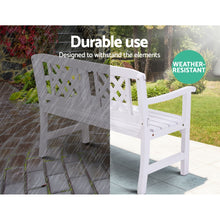 Load image into Gallery viewer, Gardeon Wooden Garden Bench 2 Seat Patio Furniture Timber Outdoor Lounge Chair White
