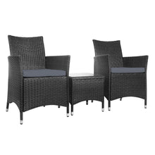 Load image into Gallery viewer, Gardeon 3 Piece Wicker Outdoor Furniture Set - Black
