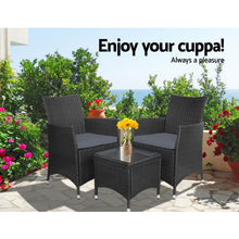 Load image into Gallery viewer, Gardeon 3 Piece Wicker Outdoor Furniture Set - Black
