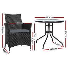 Load image into Gallery viewer, Gardeon Outdoor Furniture Dining Chair Table Bistro Set Wicker Patio Setting Tea Coffee Cafe Bar Set

