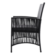 Load image into Gallery viewer, Gardeon Outdoor Furniture Dining Chairs Wicker Garden Patio Cushion Black 3PCS Tea Coffee Cafe Bar Set

