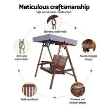 Load image into Gallery viewer, Gardeon Swing Chair Wooden Garden Bench Canopy 2 Seater Outdoor Furniture
