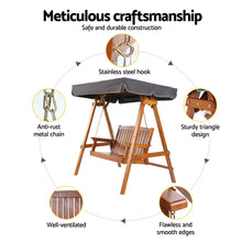 Load image into Gallery viewer, Outdoor Gardeon Swing Chair Wooden Garden Bench Canopy 2 Seater
