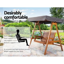 Load image into Gallery viewer, Outdoor Gardeon Swing Chair Wooden Garden Bench Canopy 2 Seater
