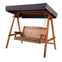 Load image into Gallery viewer, Gardeon Outdoor Wooden Swing Chair Garden Bench Canopy 3 Seater

