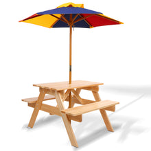 Load image into Gallery viewer, Keezi Kids Wooden Picnic Table Set with Umbrella
