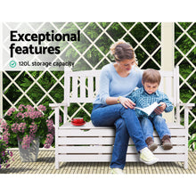 Load image into Gallery viewer, Gardeon Outdoor Storage Bench Box Wooden Garden Chair 2 Seat Timber Furniture White
