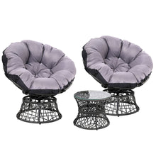 Load image into Gallery viewer, Gardeon Outdoor Papasan Lounge Chairs &amp; Table Black
