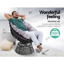 Load image into Gallery viewer, Gardeon Outdoor Papasan Lounge Chairs &amp; Table Black

