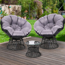 Load image into Gallery viewer, Gardeon Outdoor Papasan Lounge Chairs &amp; Table Black
