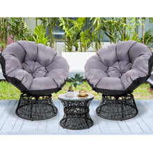 Load image into Gallery viewer, Gardeon Outdoor Papasan Lounge Chairs &amp; Table Black
