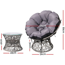 Load image into Gallery viewer, Gardeon Outdoor Lounge Setting Papasan Chairs Table Patio Furniture Wicker Grey
