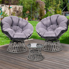 Load image into Gallery viewer, Gardeon Outdoor Lounge Setting Papasan Chairs Table Patio Furniture Wicker Grey
