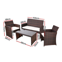 Load image into Gallery viewer, Gardeon Rattan Furniture Outdoor Lounge Setting Wicker Dining Set w/Storage Cover Brown
