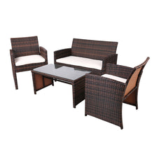 Load image into Gallery viewer, Gardeon Rattan Furniture Outdoor Lounge Setting Wicker Dining Set w/Storage Cover Brown
