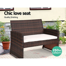 Load image into Gallery viewer, Gardeon Rattan Furniture Outdoor Lounge Setting Wicker Dining Set w/Storage Cover Brown
