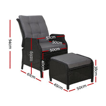 Load image into Gallery viewer, Gardeon Set of 2 Recliner Chairs Sun lounge Outdoor Setting Patio Furniture Wicker Sofa

