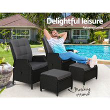 Load image into Gallery viewer, Gardeon Set of 2 Recliner Chairs Sun lounge Outdoor Setting Patio Furniture Wicker Sofa
