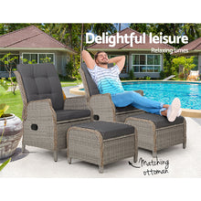 Load image into Gallery viewer, Gardeon Set of 2 Recliner Chairs Sun lounge Outdoor Patio Furniture Wicker Sofa Lounger
