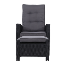 Load image into Gallery viewer, Sun lounge Recliner Wicker Patio Chair Black
