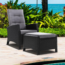Load image into Gallery viewer, Sun lounge Recliner Wicker Patio Chair Black
