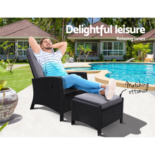 Load image into Gallery viewer, Sun lounge Recliner Wicker Patio Chair Black
