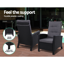 Load image into Gallery viewer, Sun lounge Recliner Wicker Patio Chair Black
