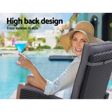 Load image into Gallery viewer, Sun lounge Recliner Wicker Patio Chair Black
