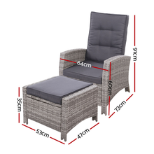 Load image into Gallery viewer, Set of 2 Sun lounge Recliner Outdoor Wicker Chairs with Ottomans

