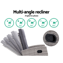 Load image into Gallery viewer, Set of 2 Sun lounge Recliner Outdoor Wicker Chairs with Ottomans
