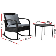 Load image into Gallery viewer, Gardeon Wicker Rocking Chairs Table Set Outdoor Setting Recliner Patio Furniture

