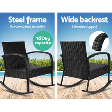 Load image into Gallery viewer, Gardeon Wicker Rocking Chairs Table Set Outdoor Setting Recliner Patio Furniture
