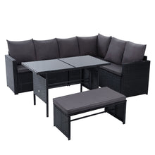 Load image into Gallery viewer, Gardeon Outdoor Furniture Dining Setting Sofa Set Lounge Wicker 8 Seater Black

