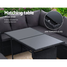 Load image into Gallery viewer, Gardeon Outdoor Furniture Dining Setting Sofa Set Wicker 8 Seater Storage Cover Black
